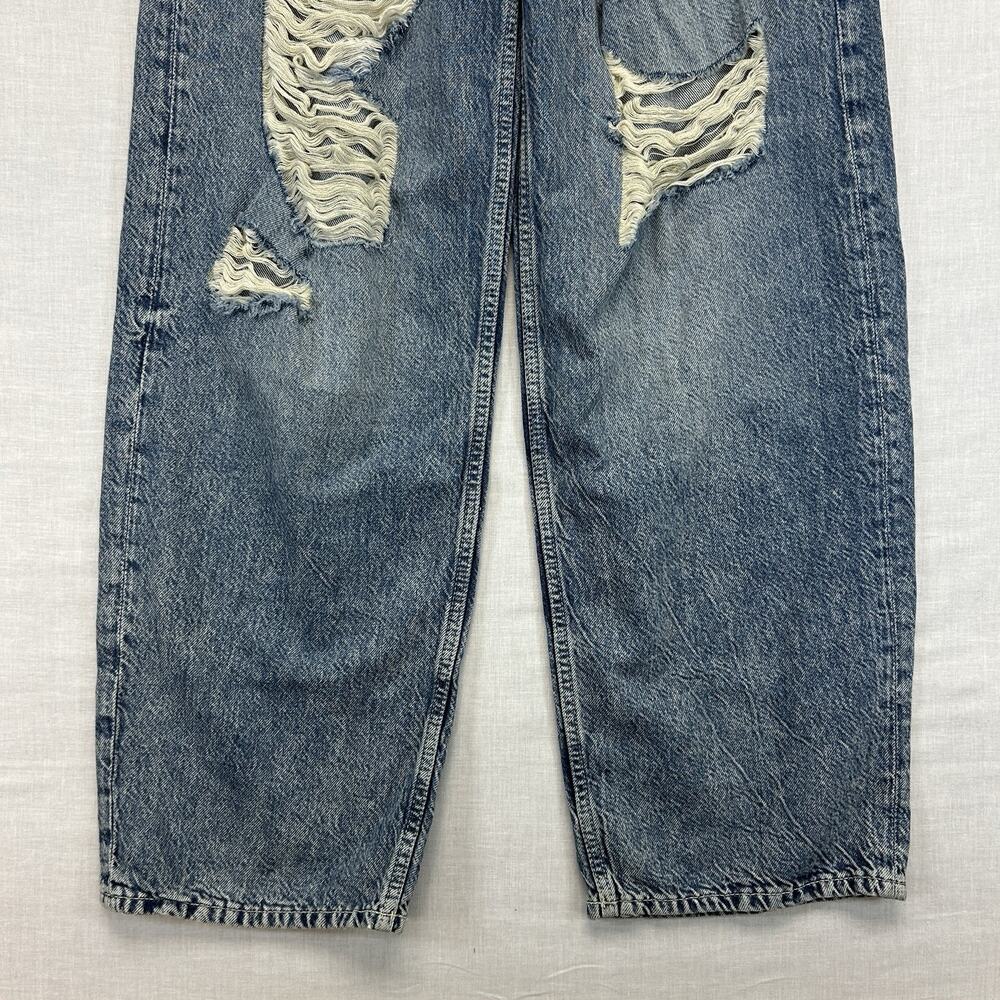 & Denim H&M NEW Baggy High Waist Jeans Womens 0 Regular Fit Blue Distressed NWT - Picture 3 of 16